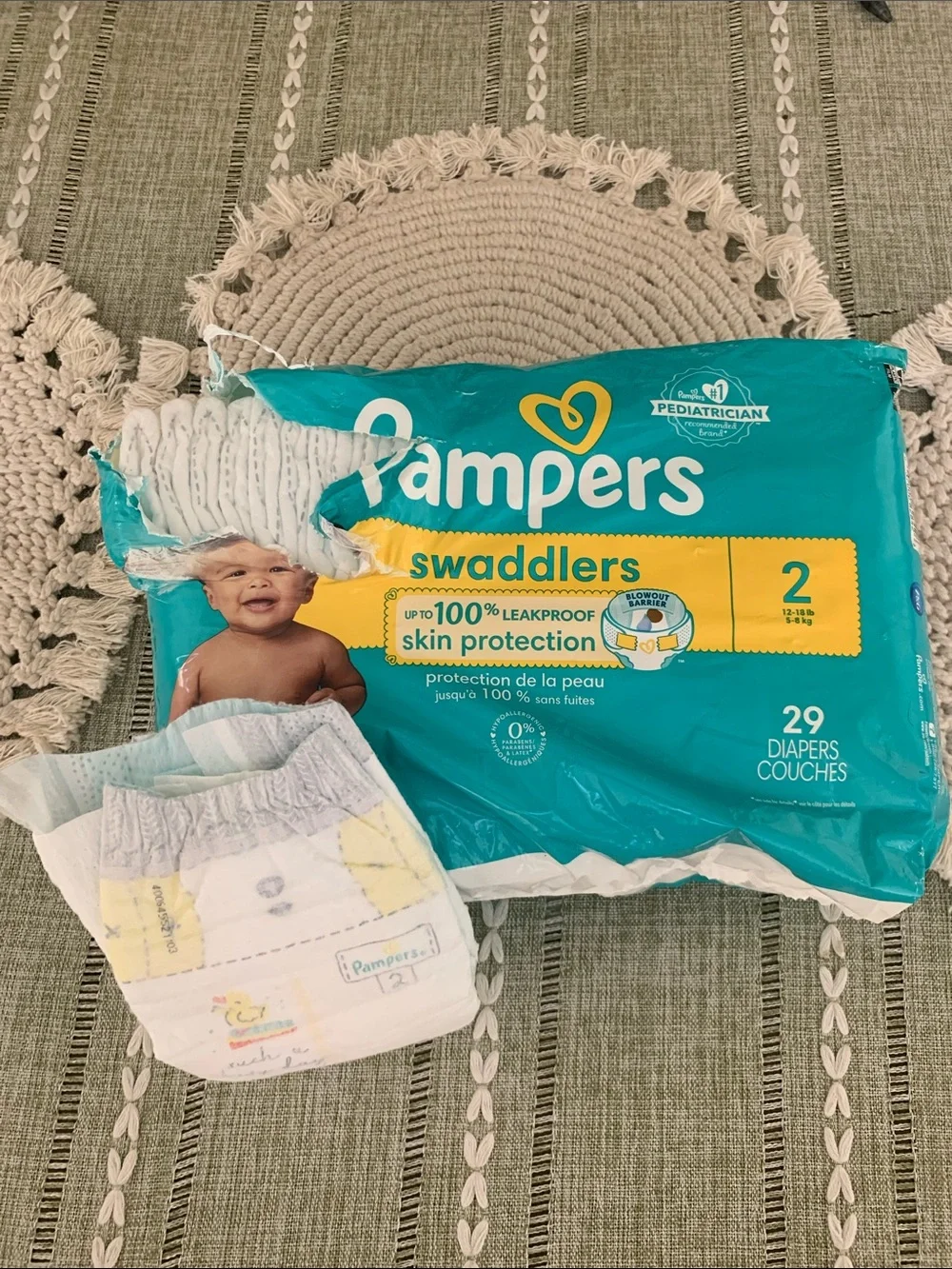 Open Package Never Used Pampers Swaddlers Diaper Covers - Teal (Size 2)
